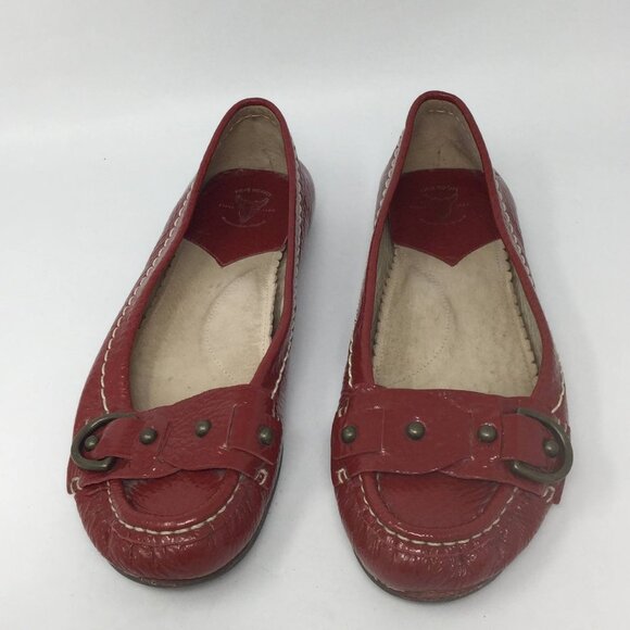 FRYE RED MOCCASINS LOAFER FLATS LEATHER 8M - Picture 2 of 15